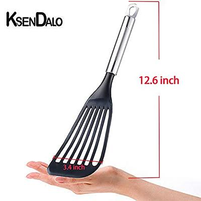 KSENDALO Fish Spatula for Nonstick Cookware Slotted Wide Nylon Blade Thin  Spatula Turner Lightweight Egg Spatula Flipper, Black(12.6inch) - Yahoo  Shopping