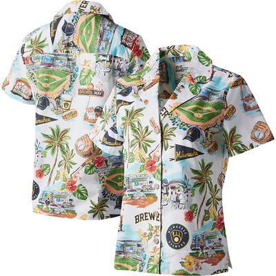 Men's Tommy Bahama White Milwaukee Brewers Sport Tropic Isles Camp Button-Up Shirt Size: Medium