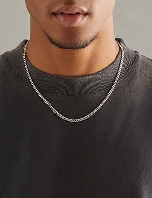 Fiusem 3.5mm Black Necklace Chain for Men, Black Mens Chain Cuban