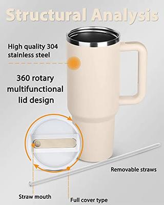 Meoky 50 oz Tumbler with Handle and Straw, Stainless Steel Vacuum Insulated  Tumbler with Lid and Straw, Keeps Cold for 36 Hours, 100% Leak-proof