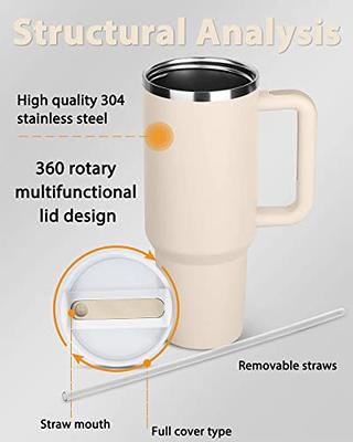 Tumbler With Handle 40 oz and Straw Lid,304 Stainless Steel Water Bottle,  Travel Mug Insulated Tumblers Iced for Tea Coffee Gift, large capacity car