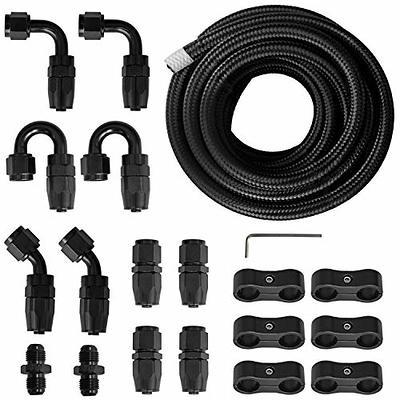 Fuel Line Kit, 6AN Fuel Line Adapter Kit Black Anodized Aluminum 500 Psi  For Marine For Car