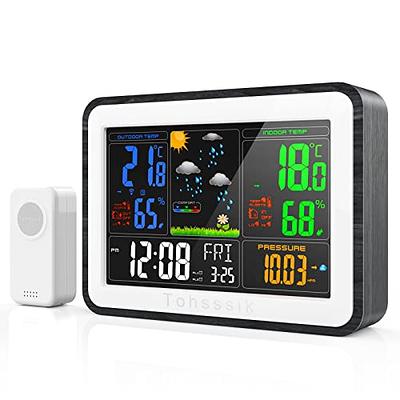 Indoor Outdoor Thermometer Hygrometer Wireless Weather Stations,  Temperature Humidity Monitor Battery Powered Inside Outside Thermometer  with 330ft