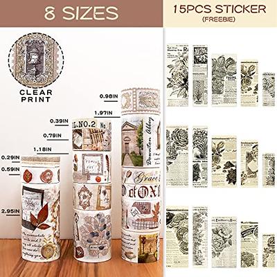 Vintage Washi Tape 18 Rolls & 15 Flower Stickers  Set,75/50/30/25/20/15/10/5mm Wide Floral Garden Leaves Letters Newspaper  Stamp Decorative Masking Tape Set for Scrapbook  Supplies,Arts&Crafts(Elegant) - Yahoo Shopping