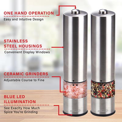 LED-Illuminated Electric Grinder with Adjustable Coarseness