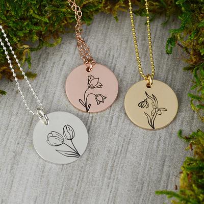 Personalized Mother Gift Birth Flower Necklace Mother - Etsy UK | Pinky  promise ring, Dainty rings etsy, Gold fill necklace