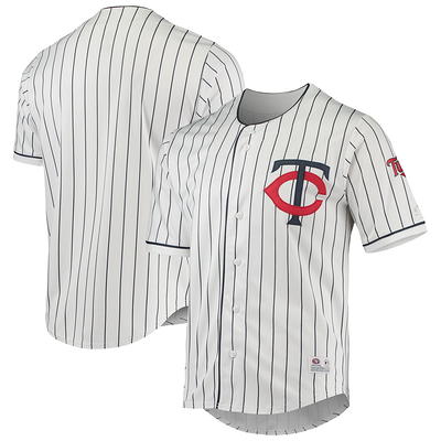 Men's True-Fan White/Navy Minnesota Twins Pinstripe Jersey