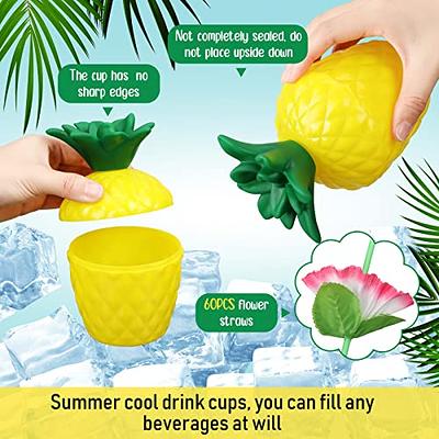 Tropical Pineapple Straws, Plastic Bulk Luau Party Reusable Summer