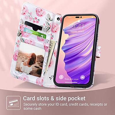 FYY Wallet Case for iPhone 14 Pro Max Case Compatible with MagSafe,PU Leather Phone Case Flip Folio Protective Shockproof Cover With[card Holder]