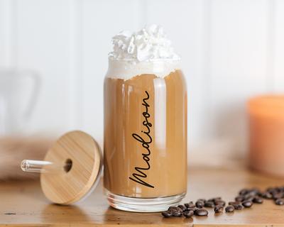 Beer Can Glass With Lid And Straw, Beer Can Glass, Personalized Name Cup,  Iced Coffee Cup, Beer Can