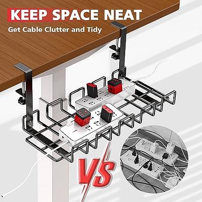 Scandinavian Hub Under Desk Cable Management Tray, Black Single 17in, Size: Twin