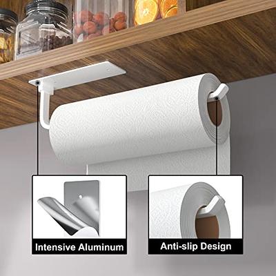 Self Adhesive Paper Towel Holder, Under Cabinet Paper Towel Holder for  Kitchen, Stainless Steel Hanging Paper Towel Holder (White)