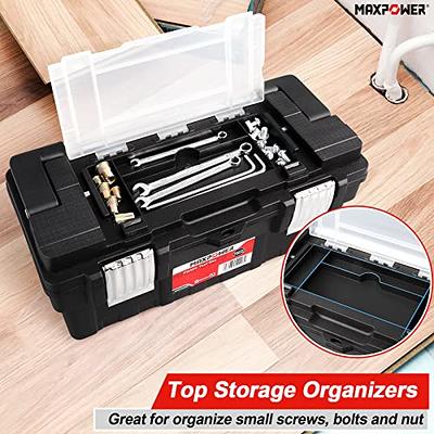 MAXPOWER 17-Inch Tool Box, Portable Tool Box with Removable Tray & Dual  Lock Secured, Rated up to 33 Lbs, Plastic Toolbox for Tools, Craft and  Hobby Storage - Yahoo Shopping