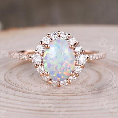 white opal engagement ring