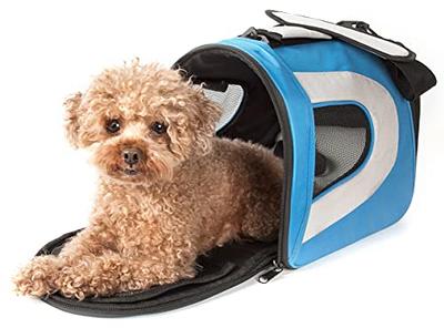 Pet Life Airline Approved Aero-Zoom Lightweight Wire Framed Collapsible Pet  Carrier Blue-M