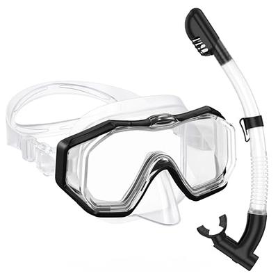  Ubekezele Snorkeling Gear for Adults Men Women,4 in 1 Snorkel  Set with Panoramic View Diving Mask Anti-Fog Anti-Leak,Dry Top Snorkel,Fins  and Travel Bag for Swimming,Snorkeling and Travel Diving : Sports