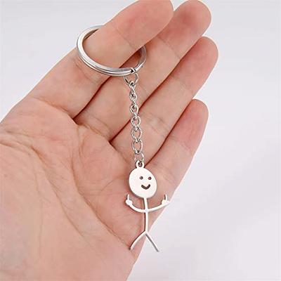 Fuqimanman2020 Funny Doodle Stainless Steel Keychain Smiley Middle Finger  Pendant Keyring BBF Gift Long Distance Friendship Jewelry for Men Women(Set  2) - Yahoo Shopping