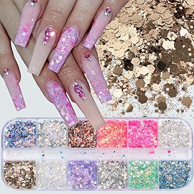 Holographic Hexagon Shape Chunky Nail Glitter Flakes Slices Sequins  Manicure DIY