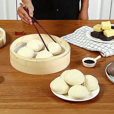 2-Tier Bamboo Steamer for Cooking Dumplings, Vegetables, Meat