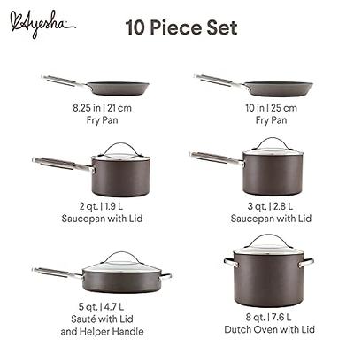 SereneLife serenelife kitchenware pots & pans basic kitchen cookware, black  non-stick coating inside, heat resistant lacquer (20-piece s