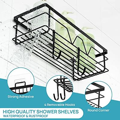Fixwal 2 Pack Corner Shower Caddy, Adhesive Shower Corner Shelf Organizer  with 4 Removable Hooks, No Drilling Shower Shelves for Bathroom Storage