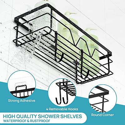 Orimade Shower Caddy with 5 Hooks for Hanging Razor and Sponge Adhesive  Shower Shelf Basket Bathroom Storage Organizer Kitchen Rack No Drilling