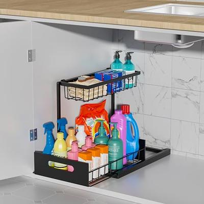 NETEL Under Sink Organizer,Pull Out Cabinet Organizer 2-Tier Slide Out  Sliding Shelf Under Cabinet Storage Multi-Use for Under Kitchen Bathroom  Sink