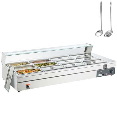 VEVOR 6-Pan Commercial Food Warmer 1200-Watt Electric Steam Table