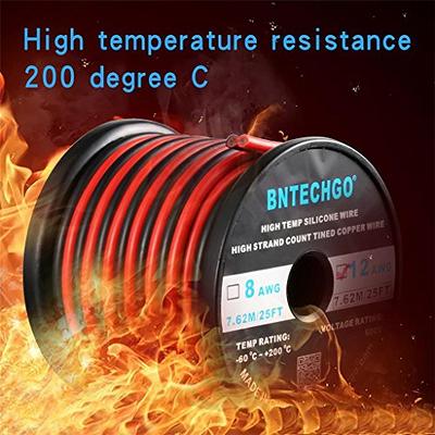 BNTECHGO 20 Gauge Flexible 2 Conductor Parallel Silicone Wire Spool Red  Black High Resistant 200 deg C 600V for Single Color LED Strip Extension  Cable Cord,Model,50ft Stranded Tinned Copper Wire 