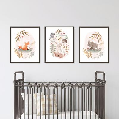 11x14 Canvas Print with Woodland Animals for Your Nursery or Kids