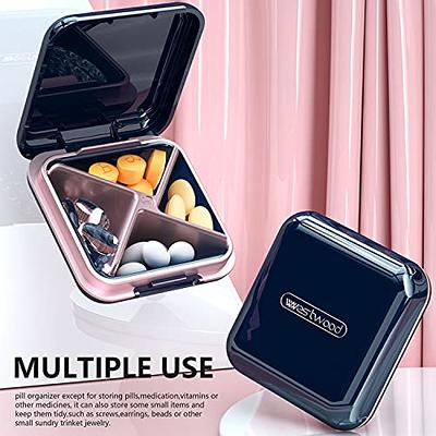 4 Pack Pill Case Portable Small Weekly Travel Pill Organizer Portable Pocket Pill Box Dispenser for Purse Vitamin Fish Oil Compartments Container