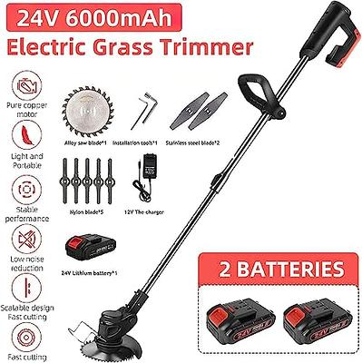  Electric Cordless Weed Wacker,24V 2Ah Battery Powered