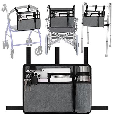 Rhino Valley Wheelchair Side Bag, Multi Pockets Wheelchair Pouch Bag with  Cup Holder, Armrest Accessories for Universal Wheelchair, Rollator,  Electric Scooter, Seniors, Adults, Black - Yahoo Shopping