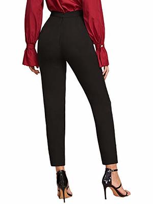 SweatyRocks Women's Elegant Elastic Waist Skinny High Waist Pants