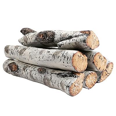 QuliMetal Gas Fireplace Logs Set, Ceramic White Birch Wood Logs