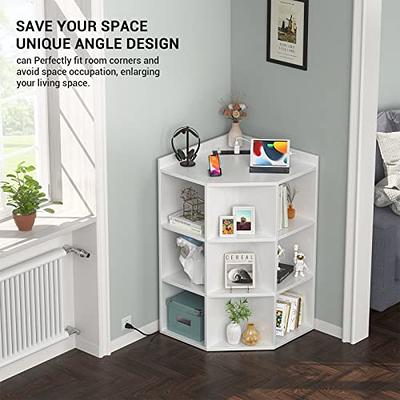 PHOYAL Corner Cabinet, Wooden Corner Storage Cabinet with USB and