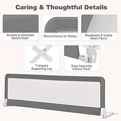 71 Bed Rails for Toddlers, Full-Size Queen & King Side Bed Guard  Universal, Bed Rail Gray