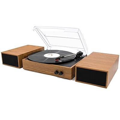 LP&No.1 Bluetooth Vinyl Retro Record Player with External Speakers, 3-Speed  Belt-Drive Vintage Turntable for Vinyl Albums with Auto Off and Bluetooth