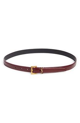 Saint Laurent Monogram Keeper Leather Belt Black