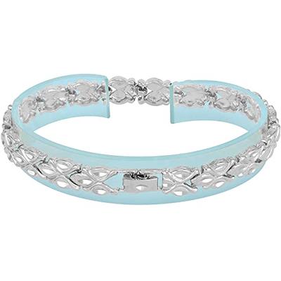 LIFETIME JEWELRY Diamond Cut Floral Link Bracelet for Men and