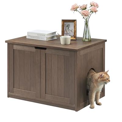 DINZI LVJ Litter Box Enclosure Furniture, Flip Top Hidden Litter Box with  Good Ventilation, Litter Box Cabinet, Wooden Cat Washroom Fit for Most of