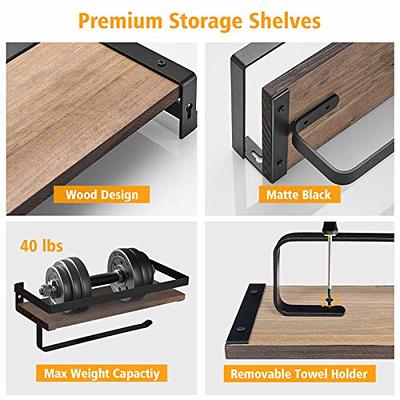 mDesign Wall Mount Metal Paper Towel Holder with Storage Shelf