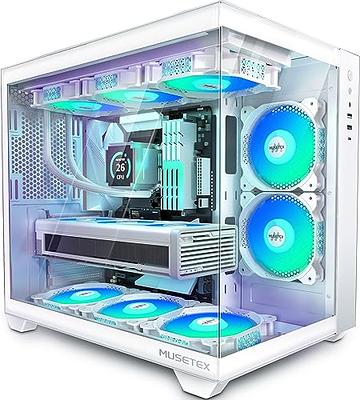  KEDIERS PC CASE ATX 4 PWM ARGB Fans Pre-Installed, Mid Tower  Computer Case with Full View Dual Tempered Glass, Gaming PC Case,Black,G900