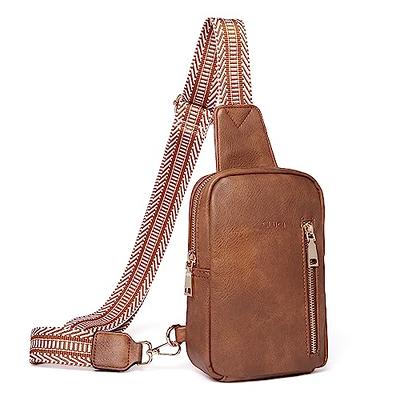 Crossbody Bags for Women Small Vegan Leather Designer Handbags Leather and Metal Chain Strap, Ladies Shoulder Bag | Cluci, Brown