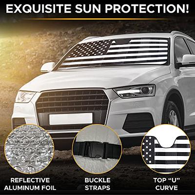 EcoNour Accordion American Flag Car Sun Shade Windshield, Foldable Car  Shield Sun Protector Offers Complete UV Protection, Reflective Sun Shade  Car Lowers Interior Temperature