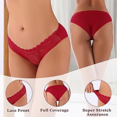 6 Pack Womens Cotton Thongs Lace G-strings Stretch Underwear