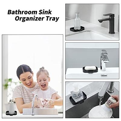  HULISEN Kitchen Sink Sponge Holder, 304 Stainless Steel Kitchen  Soap Dispenser Caddy Organizer, Countertop Soap Dish Rack Drainer with  Removable Drain Tray, not Including Dispenser and Brush, Silver
