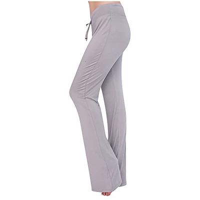 Ladies Wide Leg Yoga Pants for Women with Pockets Stretchy Drawstring High  Waist Flared Leggings Plus Size Sweatpants (XX-Large, Pink) 