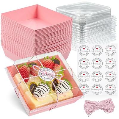 Cake Slice Container (50 Pack) - 1 Compartment Clear Plastic Trays