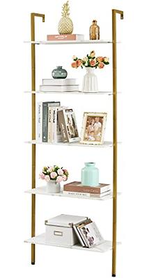 Apicizon 5 Tier Corner Shelf, Industrial Corner Bookshelf with Metal Frame,  Rustic Corner Storage Rack Shelves Display Plant Flower, Stand Bookcase